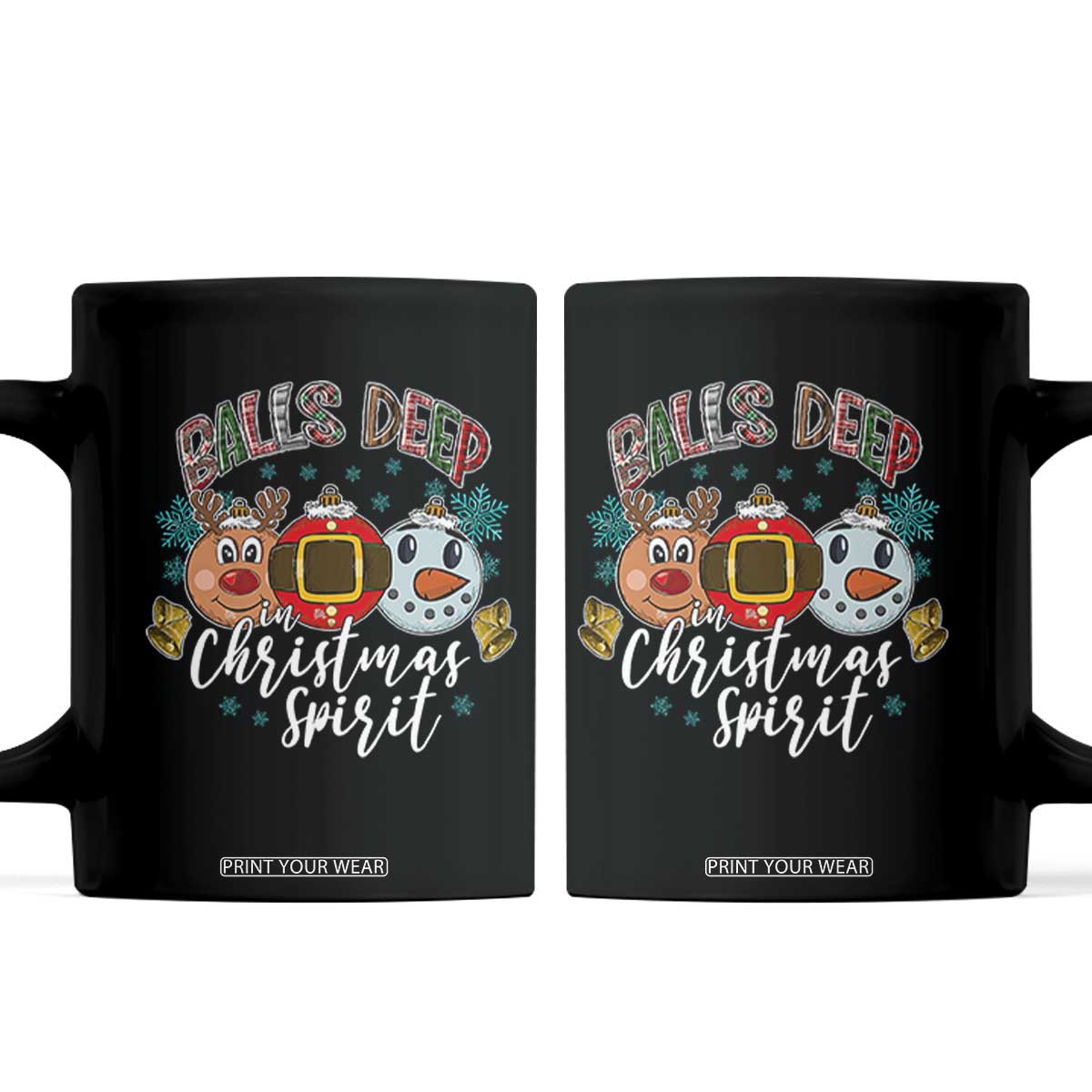 Funny Balls Deep In Christmas Spirit Coffee Mug Xmas Humorous Festive TS11 Black Print Your Wear