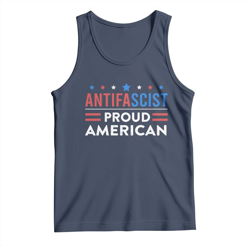 Antifascist Proud American Tank Top Fight Fascism Protest Human Rights TS11 Navy Print Your Wear