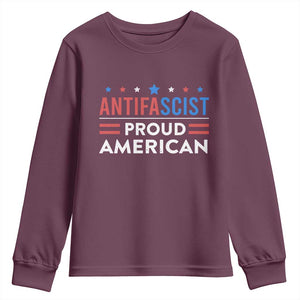 Antifascist Proud American Youth Sweatshirt Fight Fascism Protest Human Rights TS11 Maroon Print Your Wear