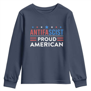 Antifascist Proud American Youth Sweatshirt Fight Fascism Protest Human Rights TS11 Navy Print Your Wear