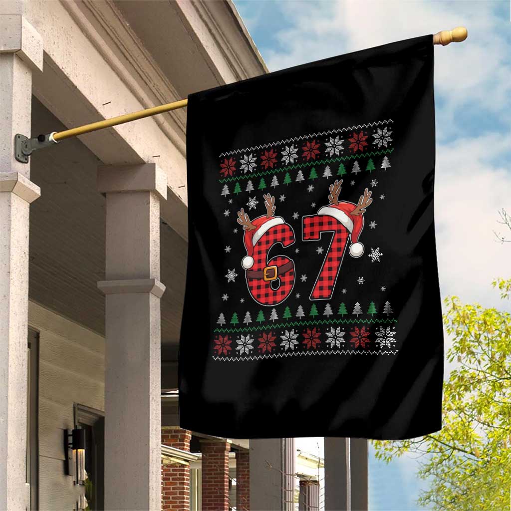 Funny 67 Six Seven Meme Brainrot Cringe Christmas Plaid Graphic Garden Flag TS11 Print Your Wear