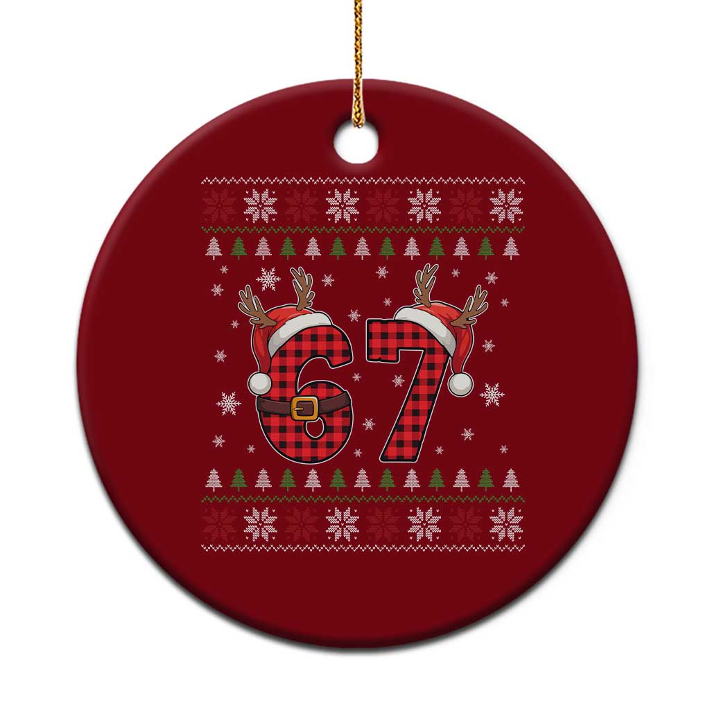 Funny 67 Six Seven Meme Brainrot Cringe Xmas Plaid Graphic Ceramic Ornament TS11 1pc Red Print Your Wear