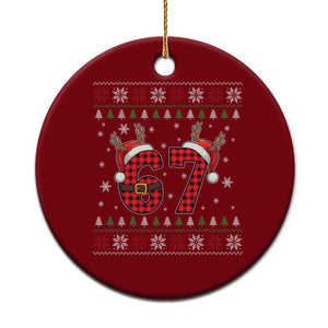 Funny 67 Six Seven Meme Brainrot Cringe Xmas Plaid Graphic Ceramic Ornament TS11 1pc Red Print Your Wear