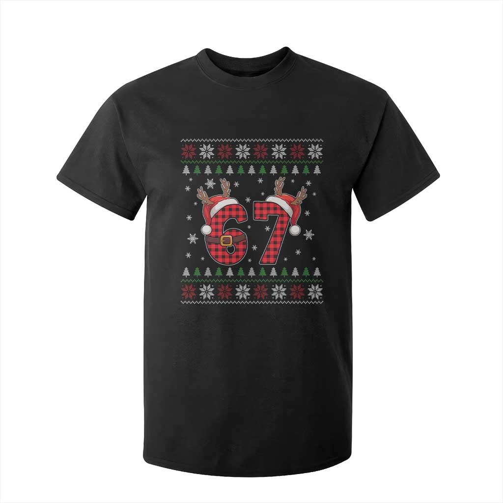 Funny 67 Six Seven Meme Brainrot Cringe Christmas Plaid Graphic T Shirt For Kid TS11 Black Print Your Wear