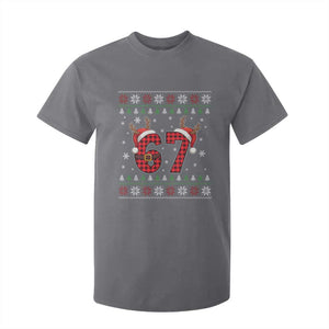 Funny 67 Six Seven Meme Brainrot Cringe Christmas Plaid Graphic T Shirt For Kid TS11 Charcoal Print Your Wear