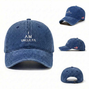 Funny I Am Uncle Fa Washed Cotton Baseball Cap Political Satire Fight Fascism Protest TS11 Washed Cap Universal Fit Royal Blue Print Your Wear