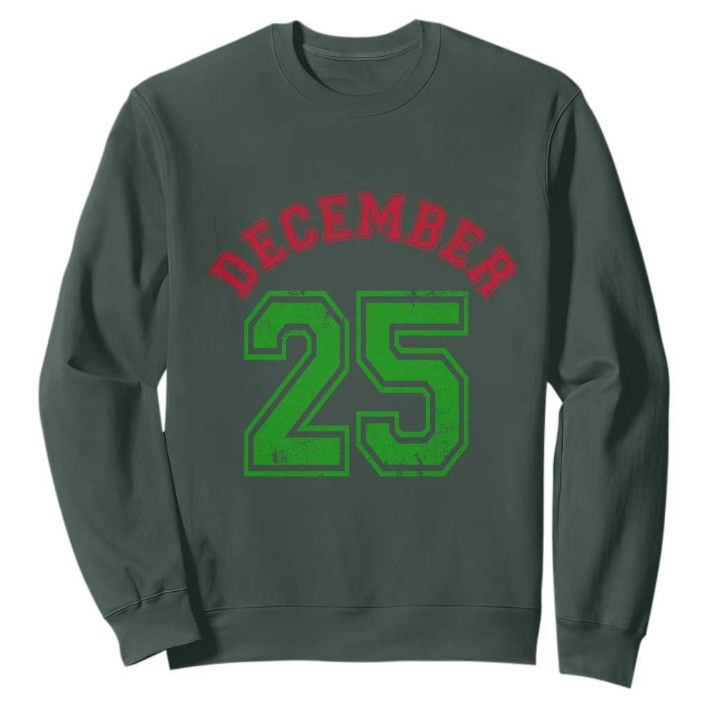 December 25 Christmas Sport Jersey Number Xmas Sweatshirt TS11 Dark Forest Green Print Your Wear
