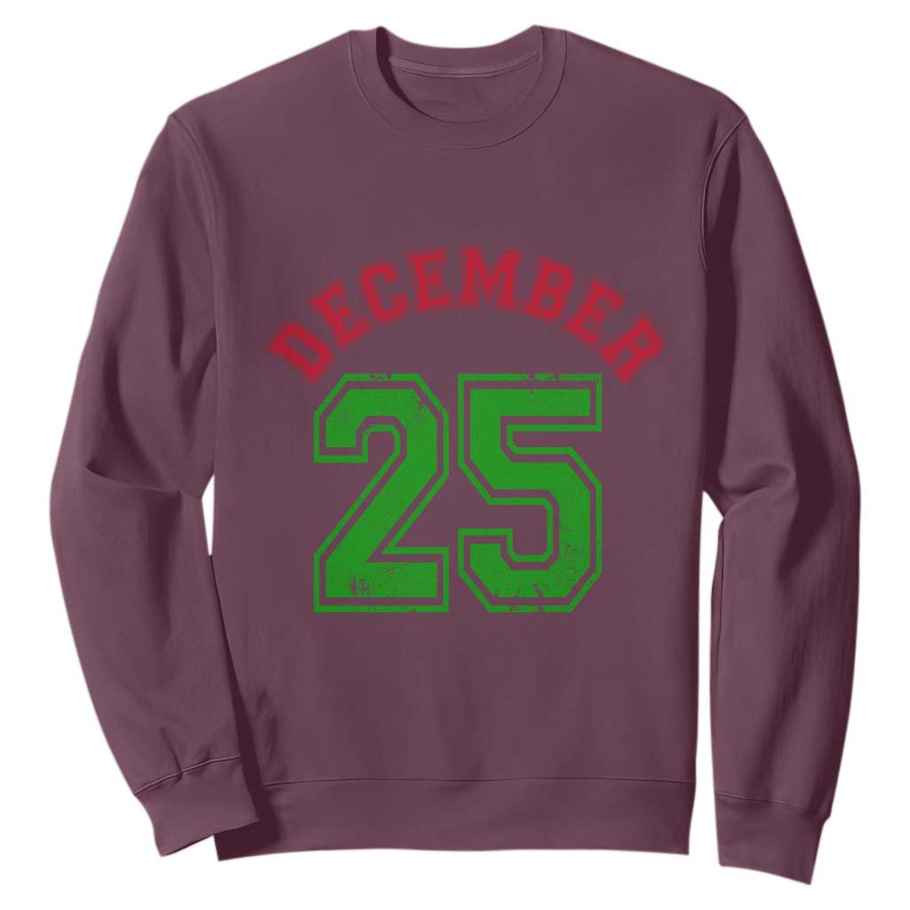 December 25 Christmas Sport Jersey Number Xmas Sweatshirt TS11 Maroon Print Your Wear