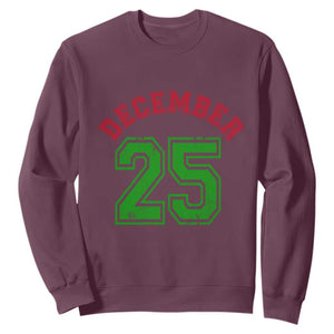 December 25 Christmas Sport Jersey Number Xmas Sweatshirt TS11 Maroon Print Your Wear