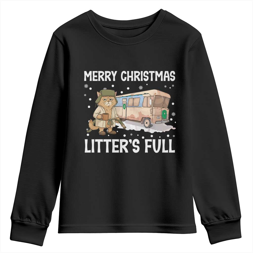 Funny Merry Christmas Litter's Full Cat Parody Youth Sweatshirt Xmas Movie TS11 Black Print Your Wear