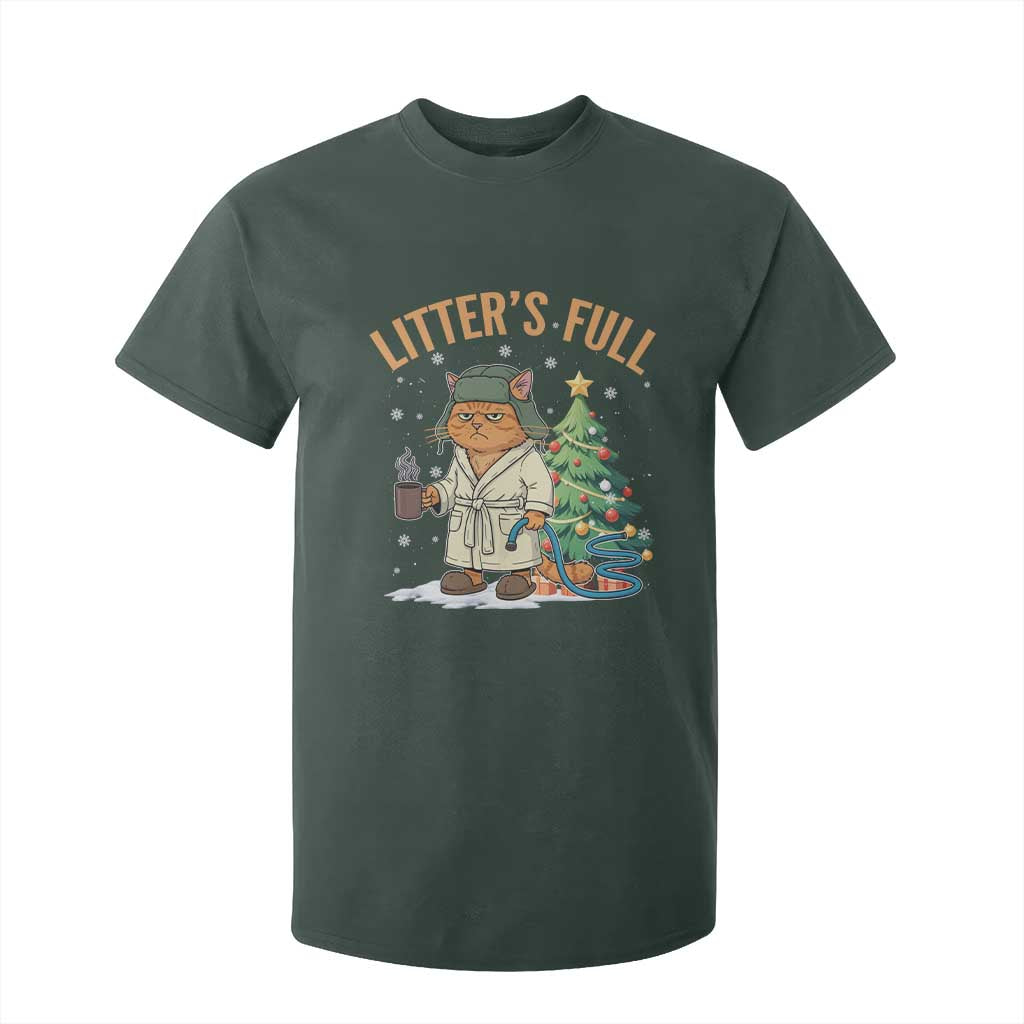 Funny Christmas Vacation Movie Litter's Full Cat T Shirt For Kid Xmas Tree TS11 Dark Forest Green Print Your Wear