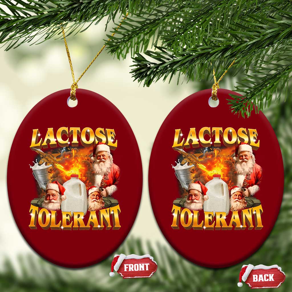 Funny Christmas Santa Lactose Tolerant Ceramic Ornament Xmas Tummy Ironic Sarcastic Meme TS11 Print Your Wear
