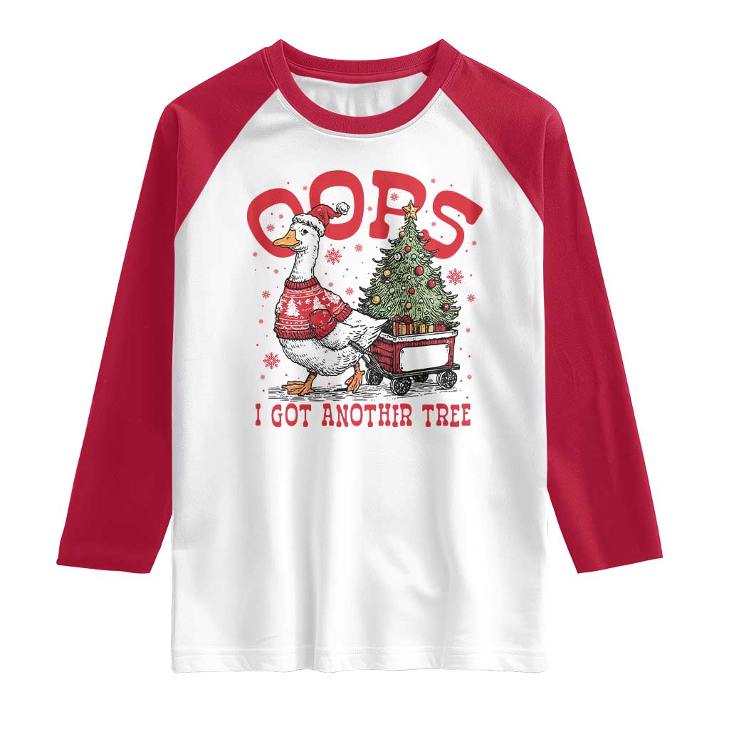 Funny Oops I Got Another Tree Funny Christmas Goose Raglan Shirt TS11 White Red Print Your Wear