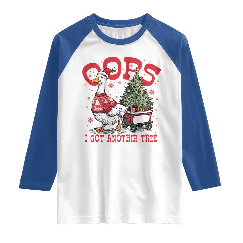 Funny Oops I Got Another Tree Funny Christmas Goose Raglan Shirt TS11 White Royal Print Your Wear