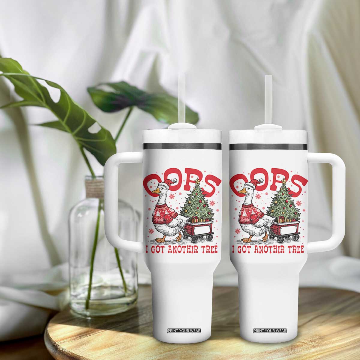 Funny Oops I Got Another Tree Funny Christmas Goose Tumbler With Handle TS11 Print Your Wear