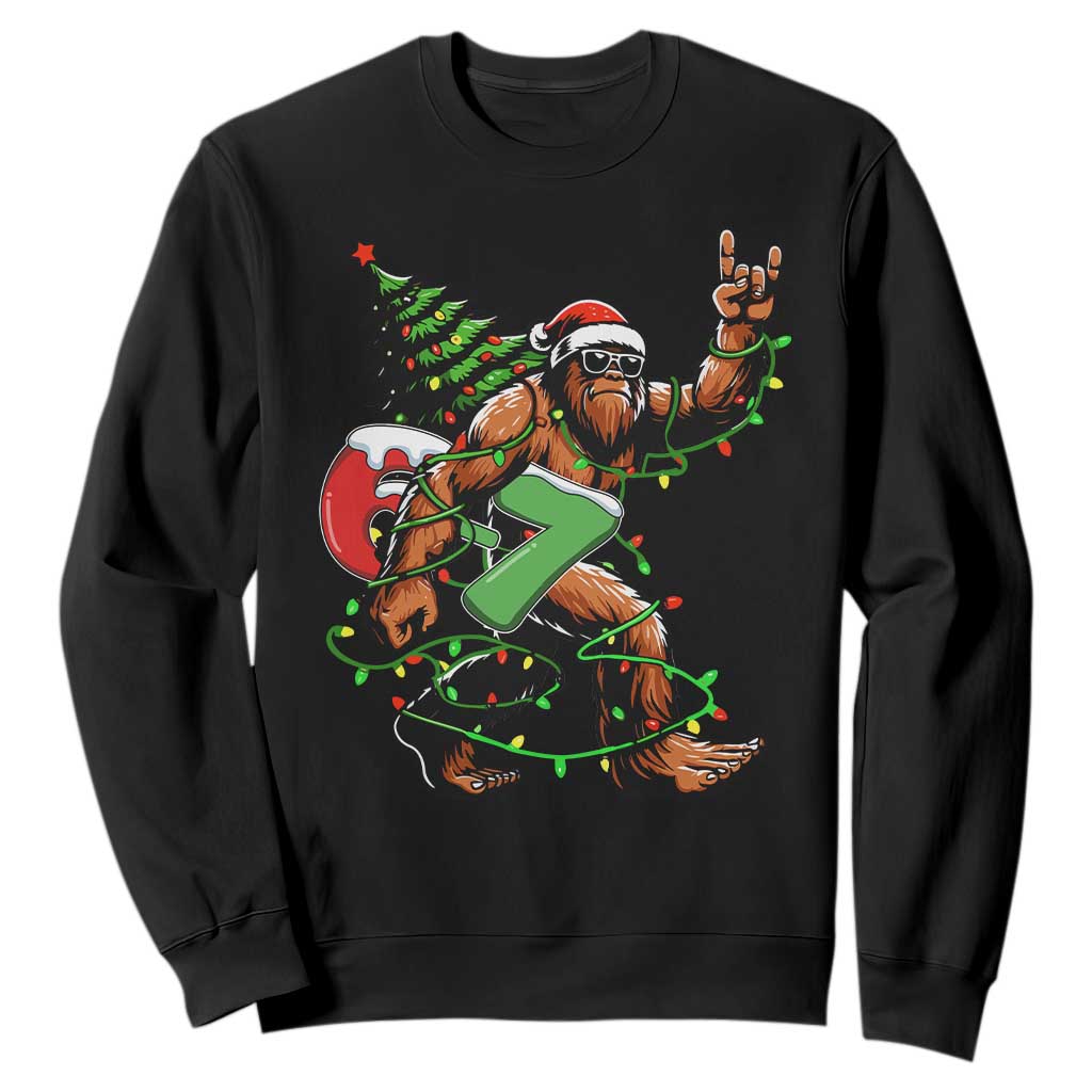 Funny Santa Bigfoot 67 Christmas Tree Xmas Lights Sweatshirt TS11 Black Print Your Wear