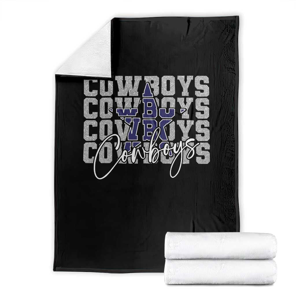 DFC Game Day Throw Blanket Blue Star Football Lover Faux Glitter TS11 Black Print Your Wear