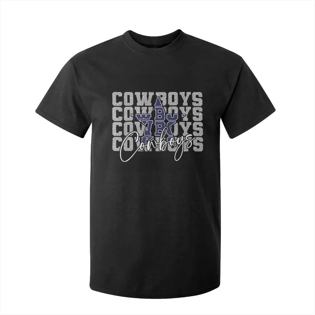 DFC Game Day T Shirt For Kid Blue Star Football Lover Faux Glitter TS11 Black Print Your Wear