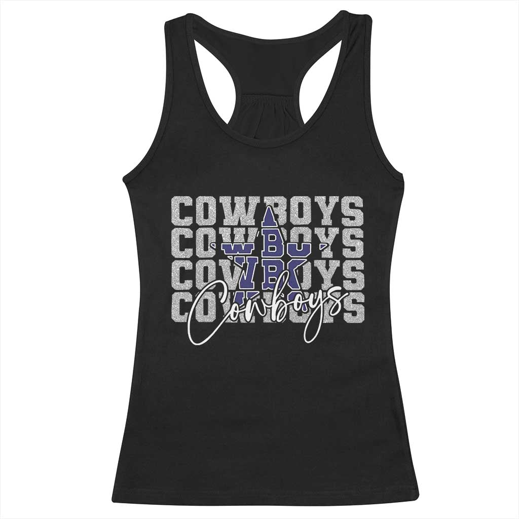 DFC Game Day Racerback Tank Top Blue Star Football Lover Faux Glitter TS11 Black Print Your Wear