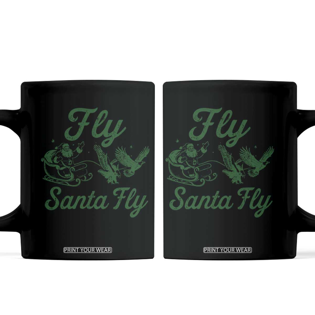 Funny Fly Santa Fly Coffee Mug Christmas Football PFE TS11 Black Print Your Wear