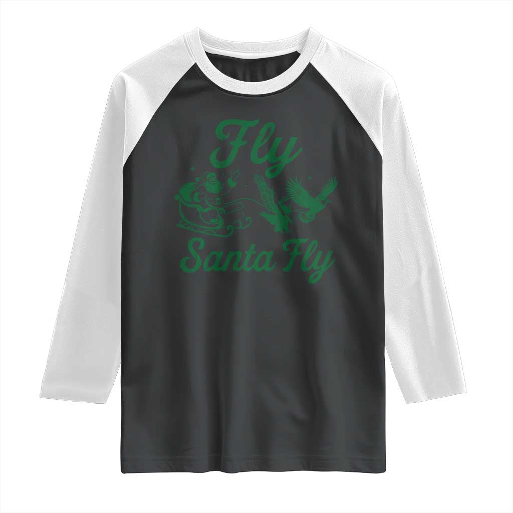 Funny Fly Santa Fly Raglan Shirt Christmas Football PFE TS11 Black White Print Your Wear