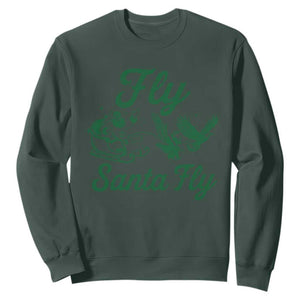 Funny Fly Santa Fly Sweatshirt Christmas Football PFE TS11 Dark Forest Green Print Your Wear