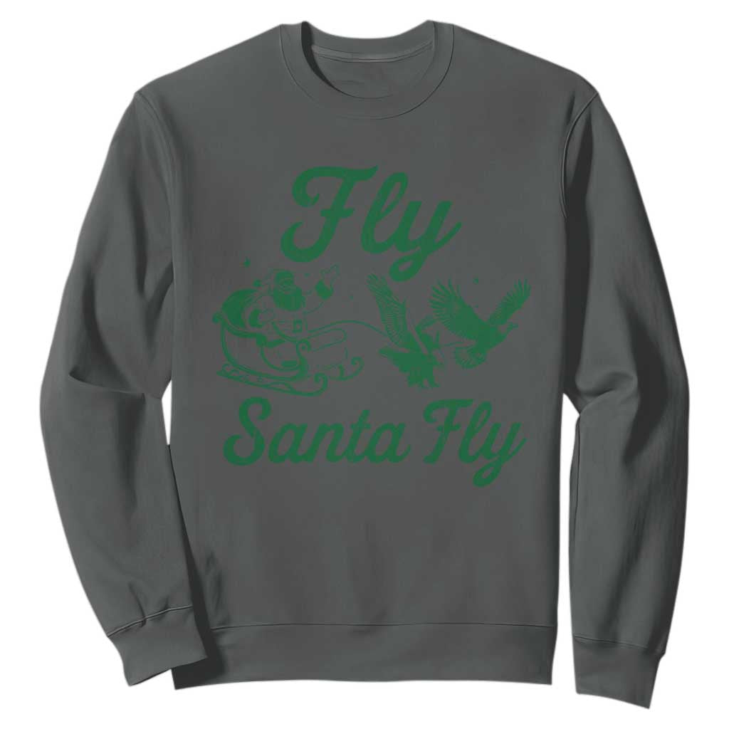 Funny Fly Santa Fly Sweatshirt Christmas Football PFE TS11 Dark Heather Print Your Wear