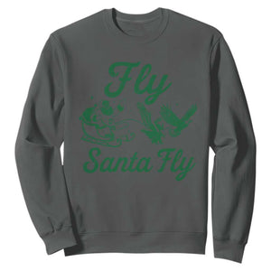 Funny Fly Santa Fly Sweatshirt Christmas Football PFE TS11 Dark Heather Print Your Wear