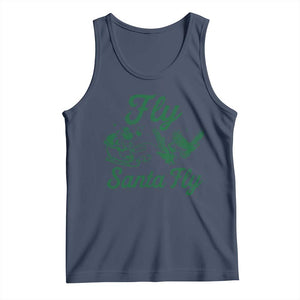 Funny Fly Santa Fly Tank Top Christmas Football PFE TS11 Navy Print Your Wear