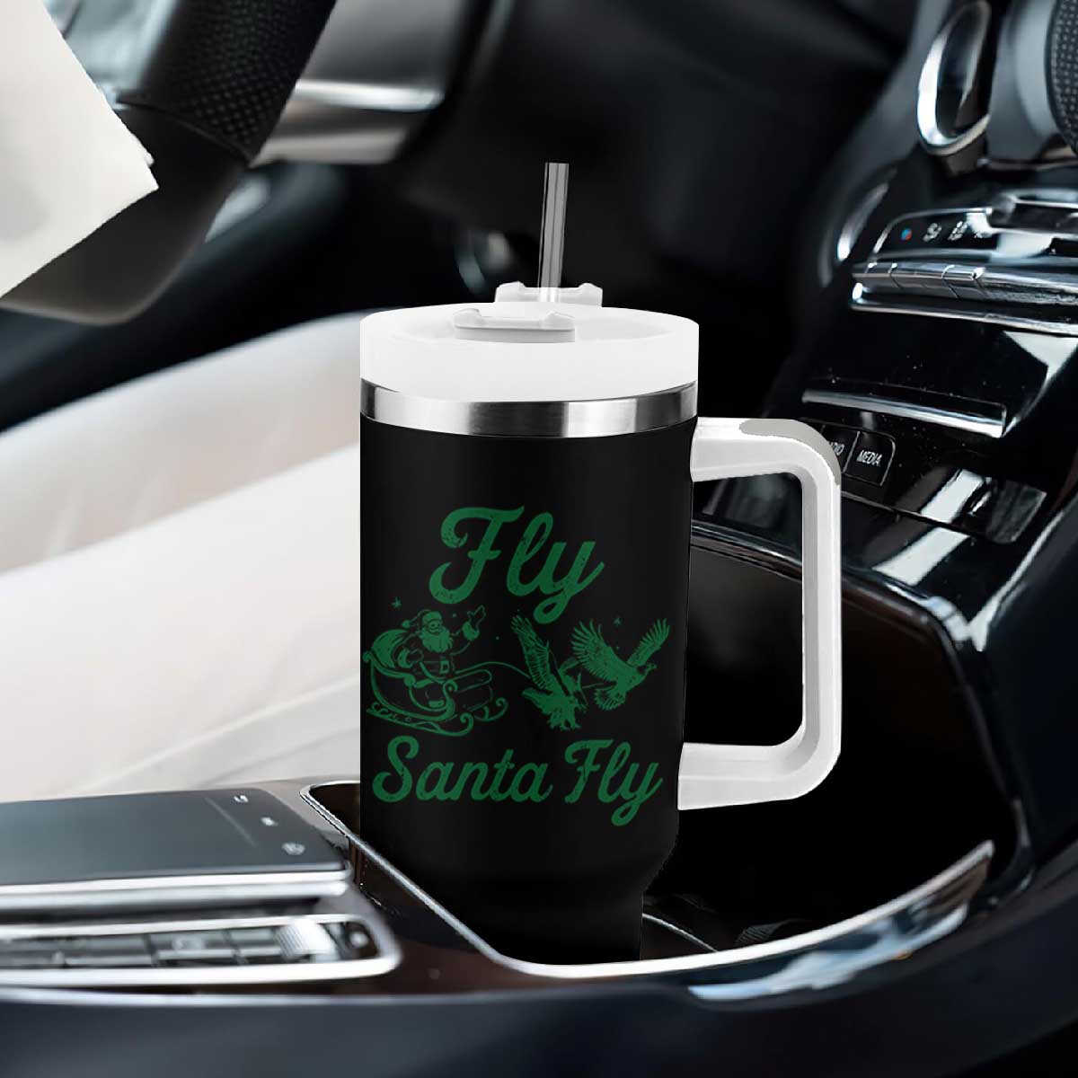 Funny Fly Santa Fly Tumbler With Handle Christmas Football PFE TS11 Print Your Wear