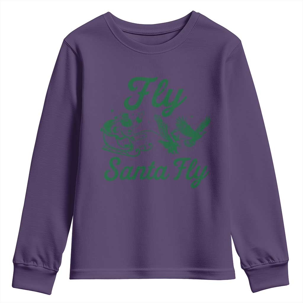 Funny Fly Santa Fly Youth Sweatshirt Christmas Football PFE TS11 Purple Print Your Wear