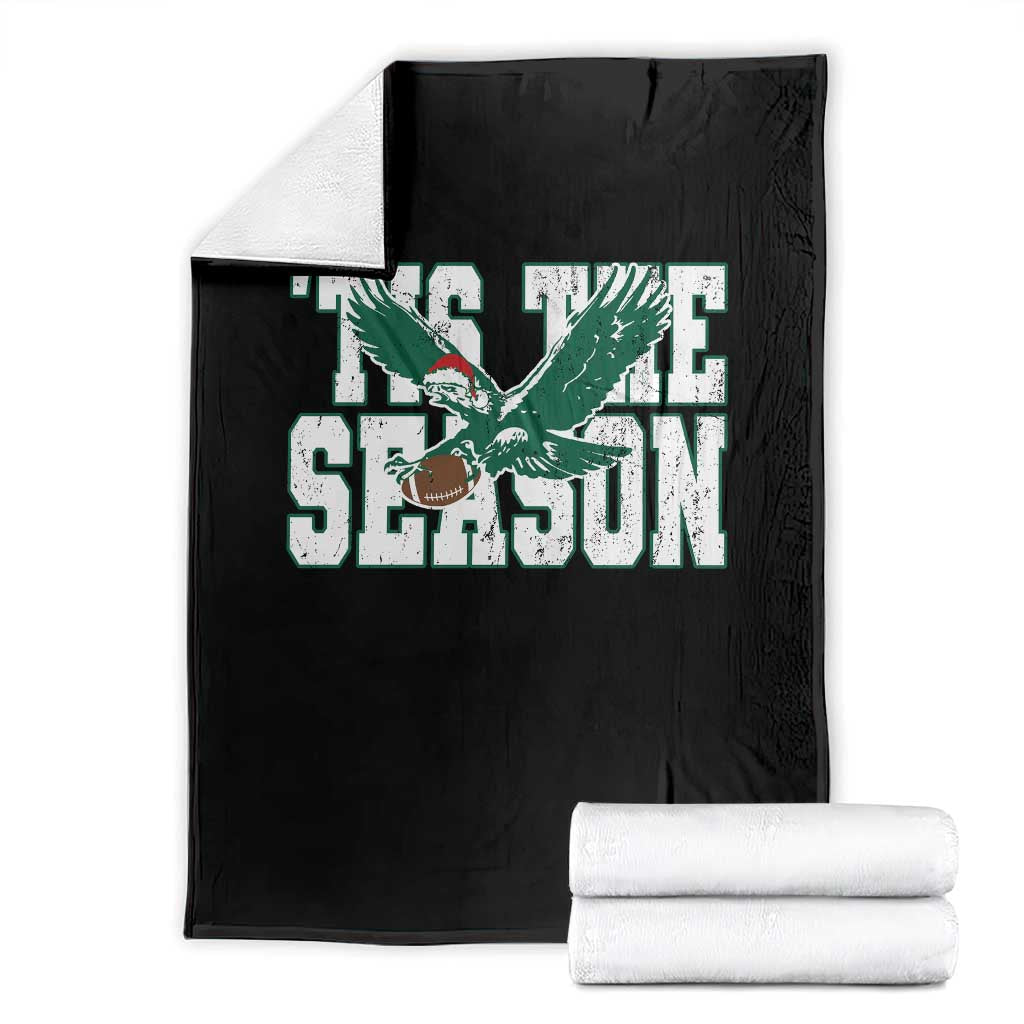 Christmas Football Lover Throw Blanket Green PFE Santa Hat Game Day TS11 Black Print Your Wear