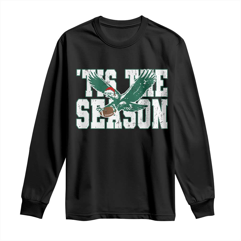 Christmas Football Lover Long Sleeve Shirt Green PFE Santa Hat Game Day TS11 Black Print Your Wear