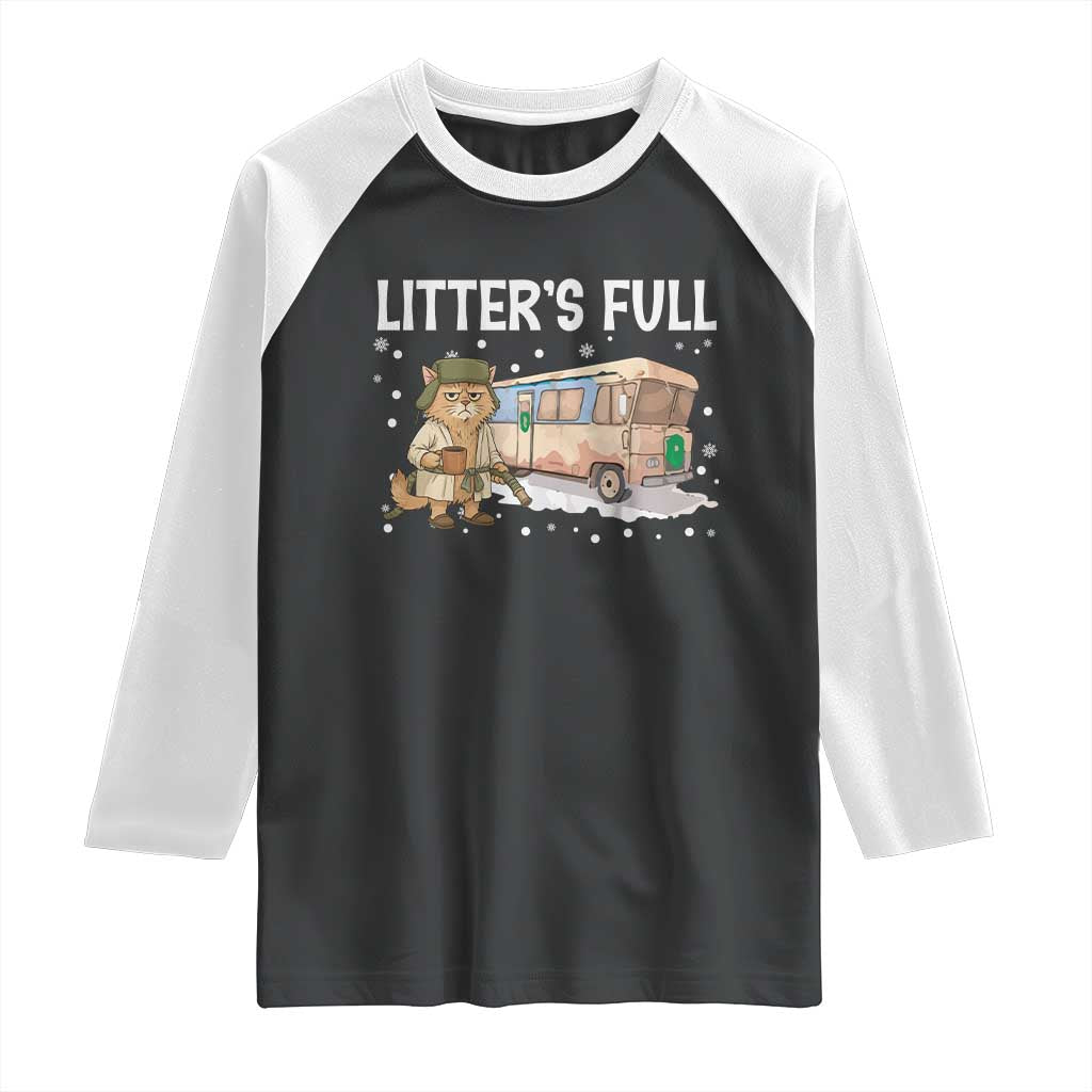 Funny Christmas Vacation Litter's Full Cat Raglan Shirt Xmas Movie TS11 Black White Print Your Wear