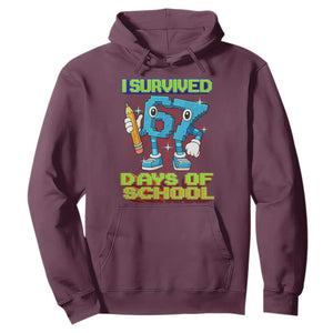 Funny I Survived 67 Days Of School Hoodie Six Seven Meme Pixel Game Gen Alpha TS11 Maroon Print Your Wear