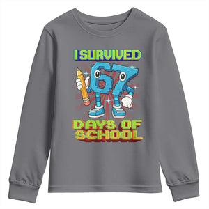 Funny I Survived 67 Days Of School Youth Sweatshirt Six Seven Meme Pixel Game Gen Alpha TS11 Charcoal Print Your Wear