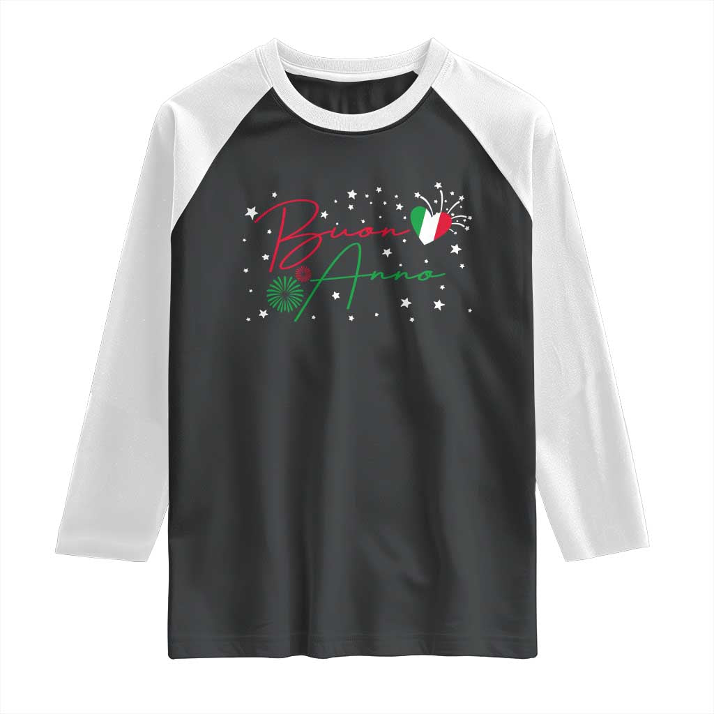 Funny Buon Anno Itlalian New Year Raglan Shirt TS11 Black White Print Your Wear