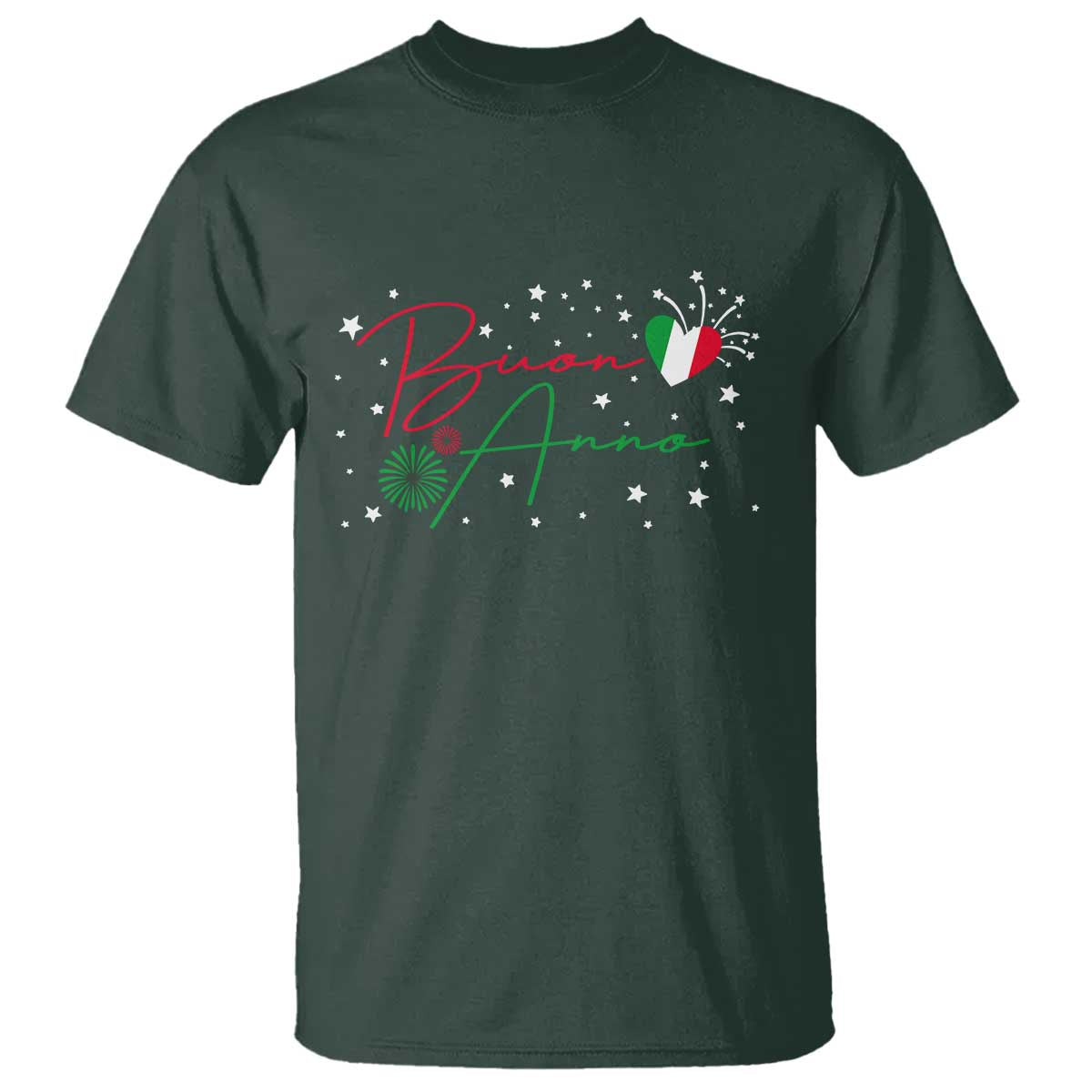 Funny Buon Anno Itlalian New Year T Shirt TS11 Dark Forest Green Print Your Wear