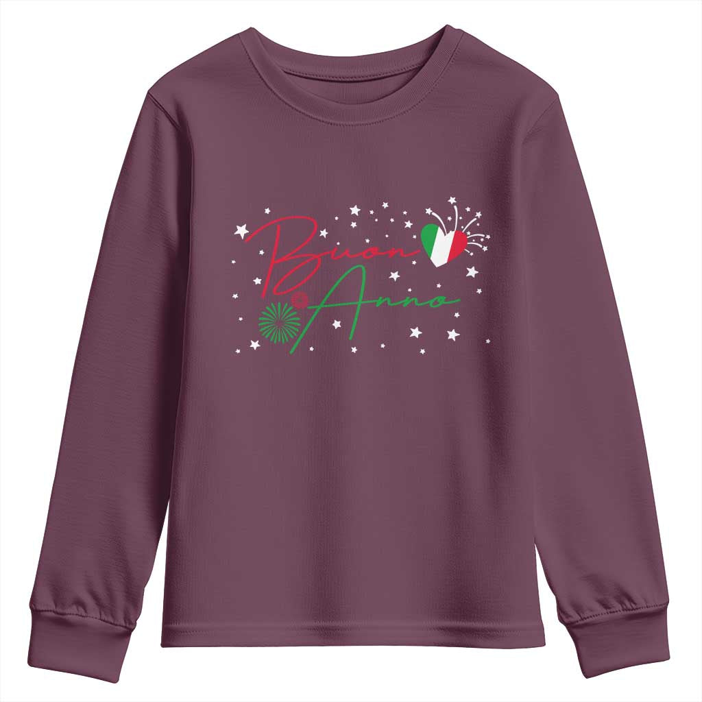 Funny Buon Anno Itlalian New Year Youth Sweatshirt TS11 Maroon Print Your Wear