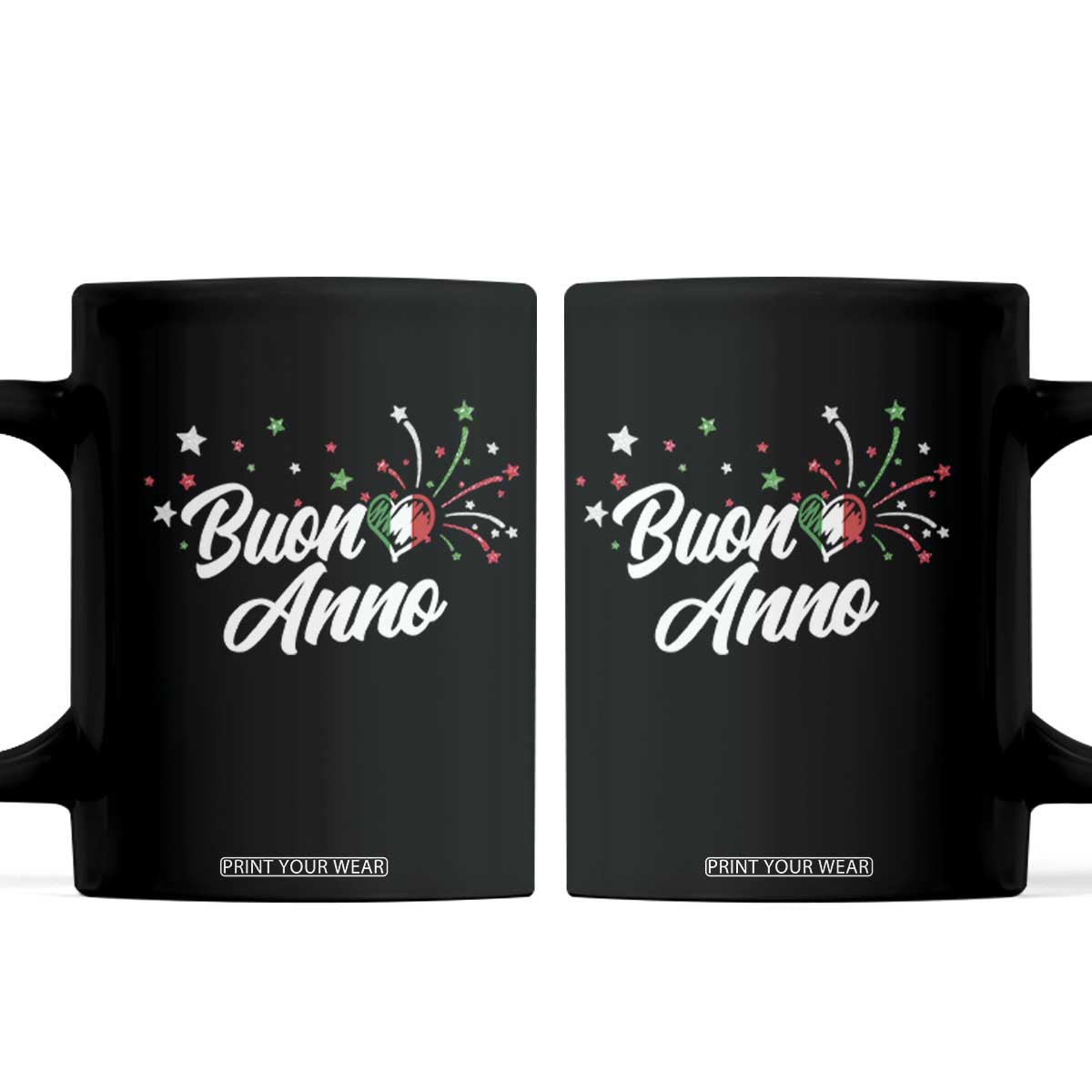 Funny Buon Anno Itlalian New Year Coffee Mug Italy Heart TS11 Black Print Your Wear