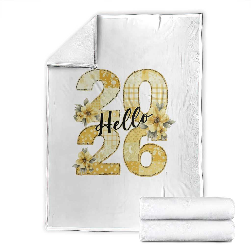 Hello New Year 2026 Vintage Floral Patchwork Quilt Throw Blanket TS11 White Print Your Wear