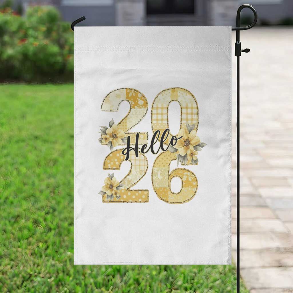 Hello New Year 2026 Vintage Floral Patchwork Quilt Garden Flag TS11 Print Your Wear