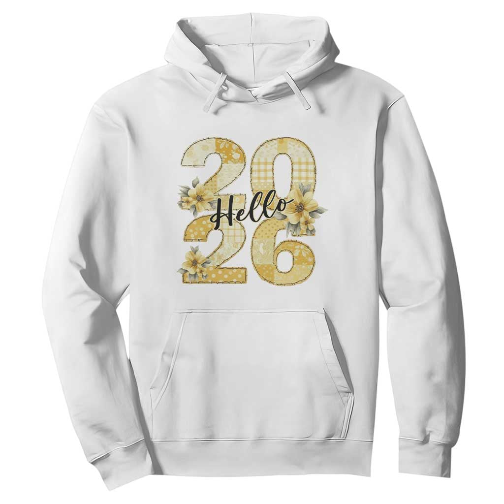 Hello New Year 2026 Vintage Floral Patchwork Quilt Hoodie TS11 White Print Your Wear