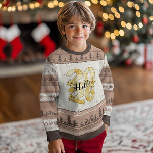 Hello New Year 2026 Vintage Floral Patchwork Quilt Ugly Christmas Sweater TS11 Mocha Mousse Print Your Wear