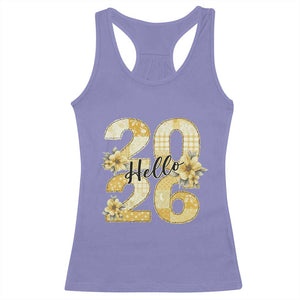 Hello New Year 2026 Vintage Floral Patchwork Quilt Racerback Tank Top TS11 Violet Print Your Wear