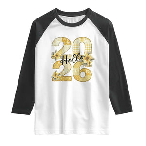 Hello New Year 2026 Vintage Floral Patchwork Quilt Raglan Shirt TS11 White Black Print Your Wear