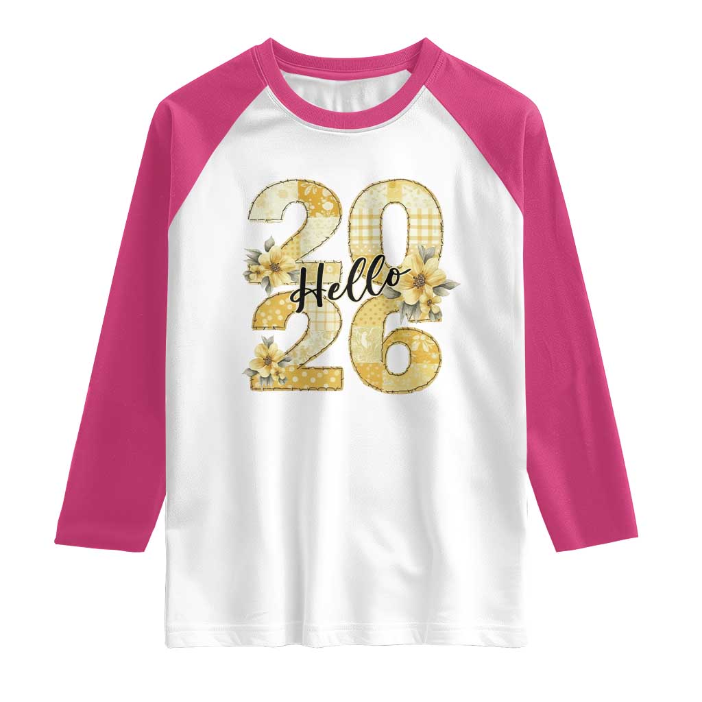 Hello New Year 2026 Vintage Floral Patchwork Quilt Raglan Shirt TS11 White Heliconia Print Your Wear