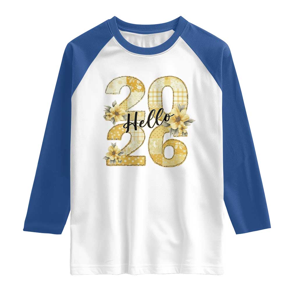 Hello New Year 2026 Vintage Floral Patchwork Quilt Raglan Shirt TS11 White Royal Print Your Wear
