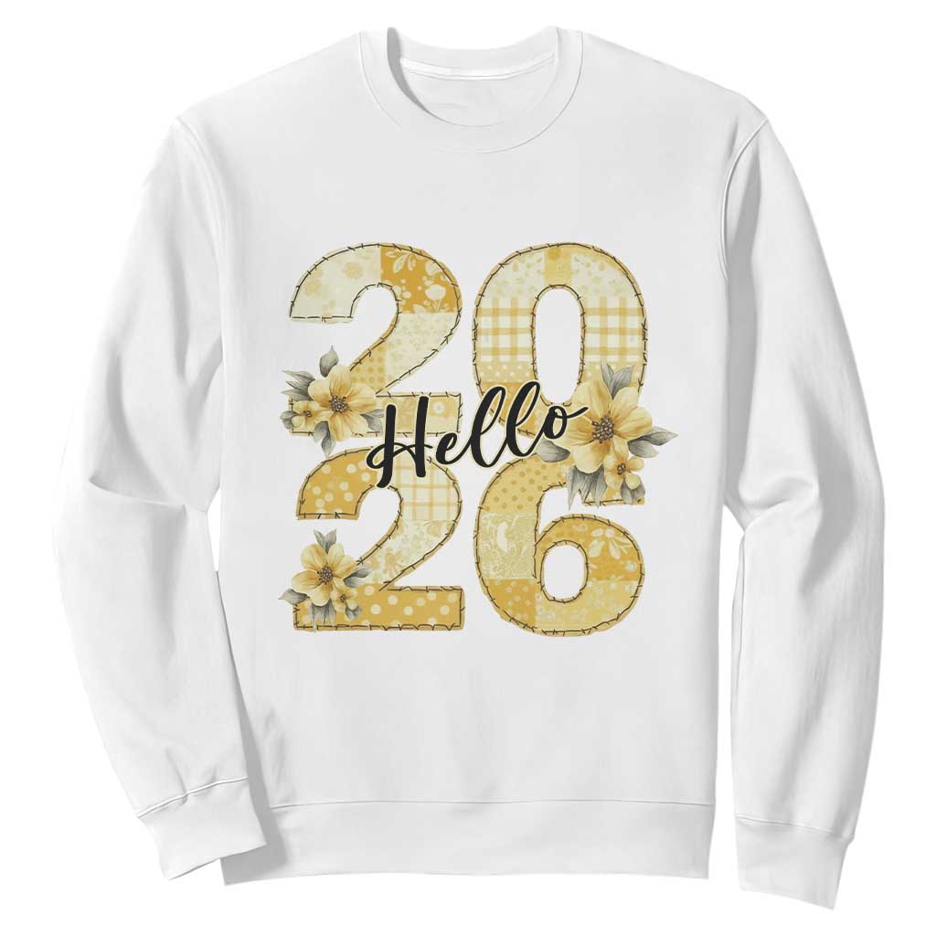 Hello New Year 2026 Vintage Floral Patchwork Quilt Sweatshirt TS11 White Print Your Wear