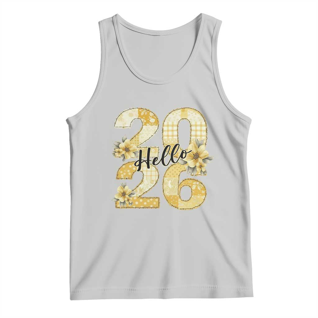 Hello New Year 2026 Vintage Floral Patchwork Quilt Tank Top TS11 Ash Print Your Wear